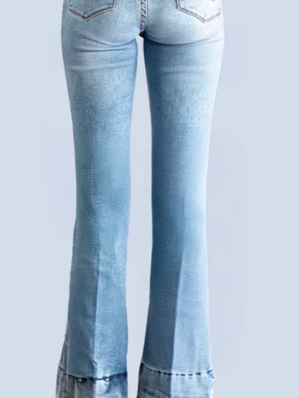 Alvin Valley Doyenne Stone Wash with Hem Detail Blue Flare Jeans NWT Size 40R - Picture 2 of 7